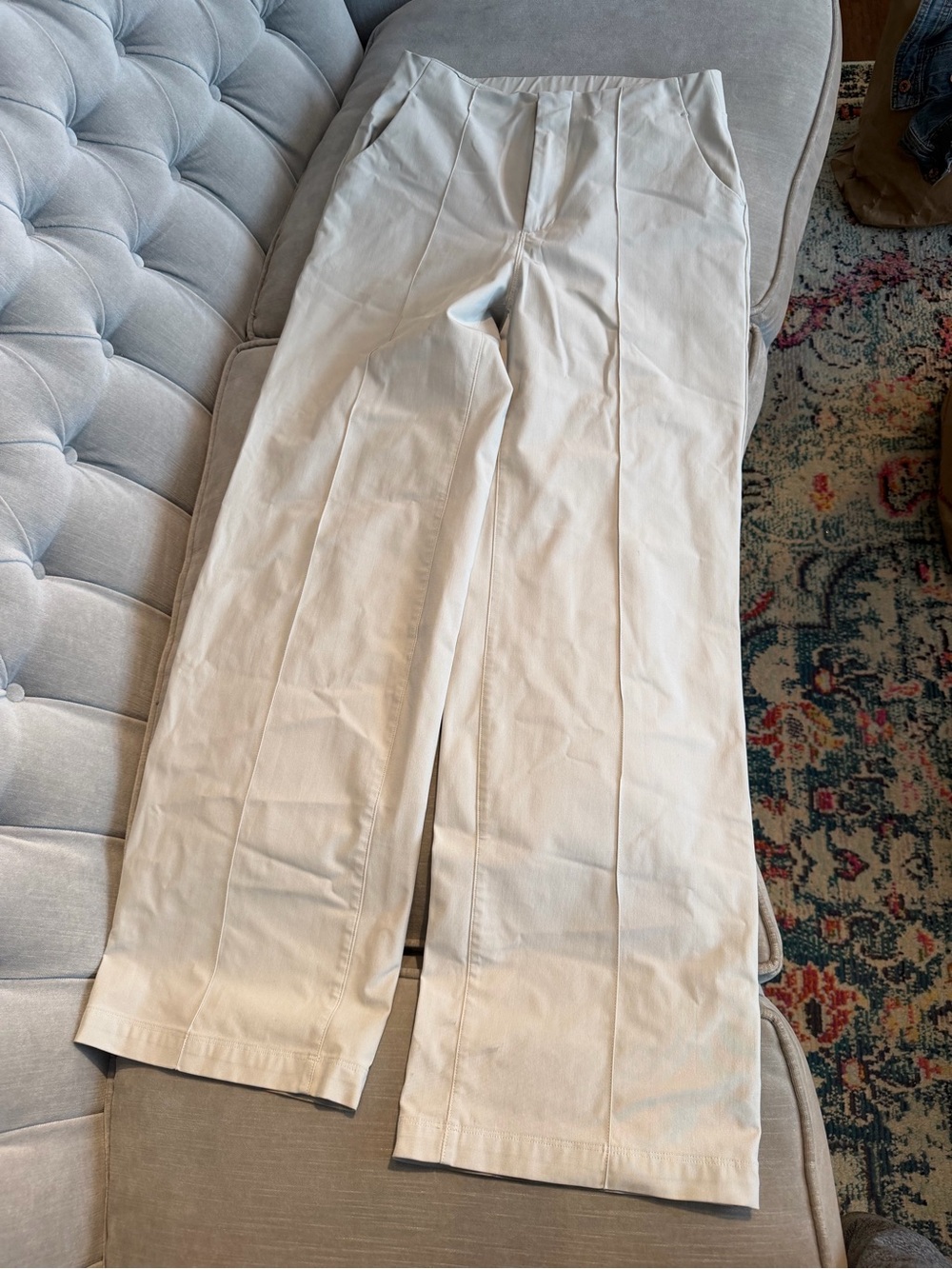 Vuori Cream Wide-Leg Pleated Women's Trousers